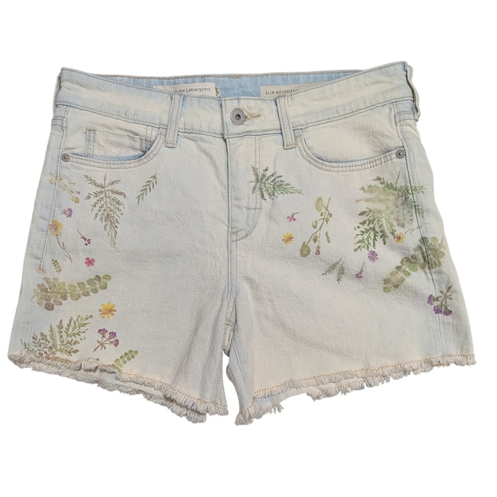 Pilcro and the Letterpress Anthropologie Slim Boyfriend Floral Denim 26 Shorts
